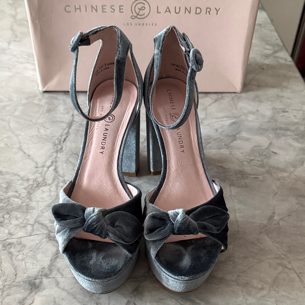 Chinese Laundry Tina in Steel Blue Velvet
